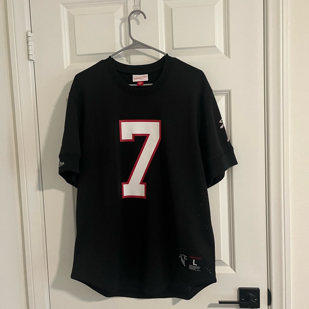Mitchell & Ness Vick Black Jersey with Red Number 7